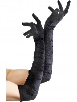 Černé saténové rukavice dlouhé