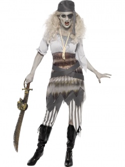 Kostým Zombie pirátka - pruhované legíny