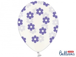 Průhledný balónek - fialové kytičky - 1ks
