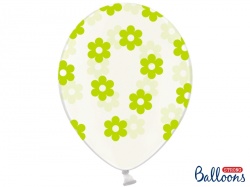 Průhledný balónek - zelené kytičky - 1ks