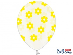 Průhledný balónek - žluté kytičky - 1ks